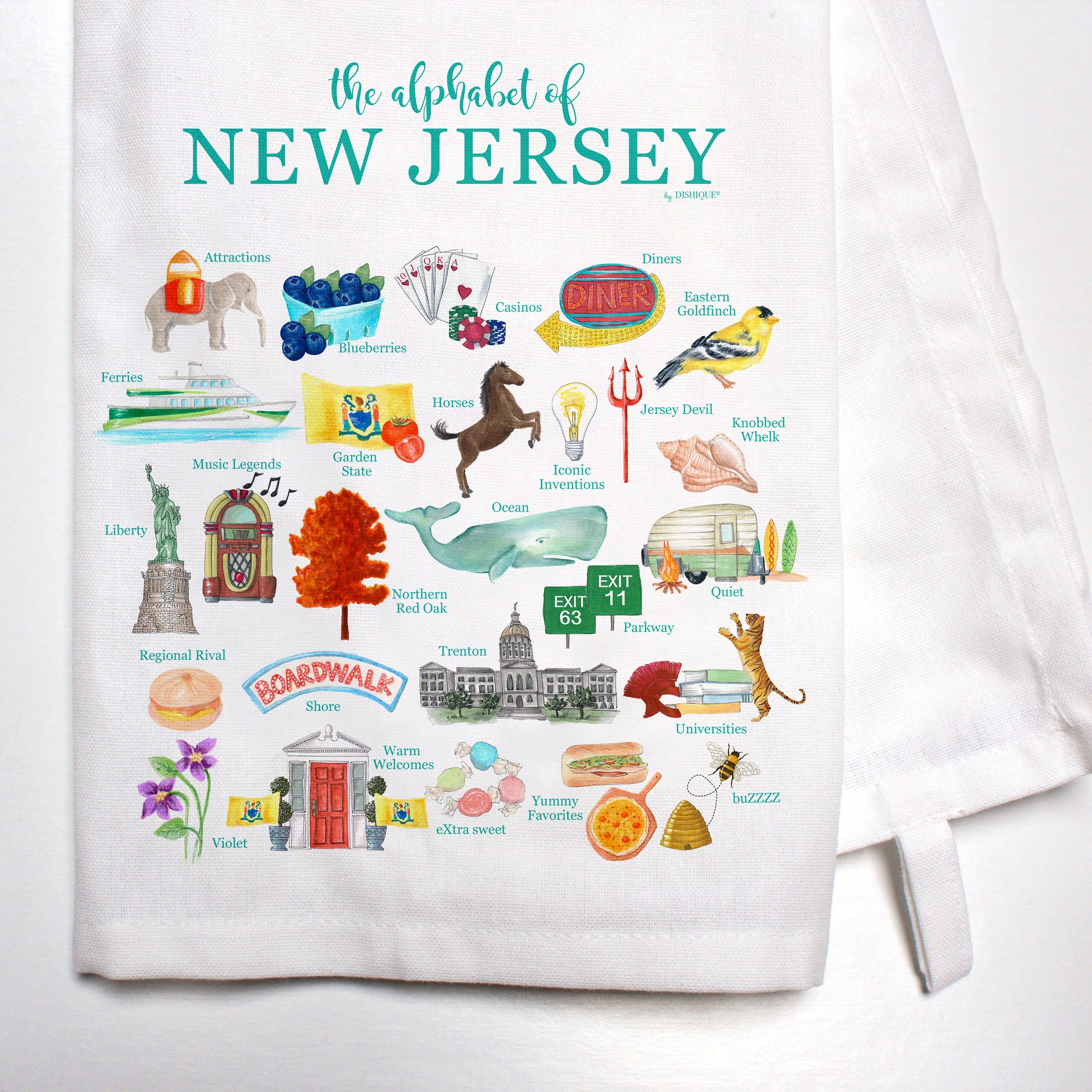 New Jersey Alphabet Bar Towel