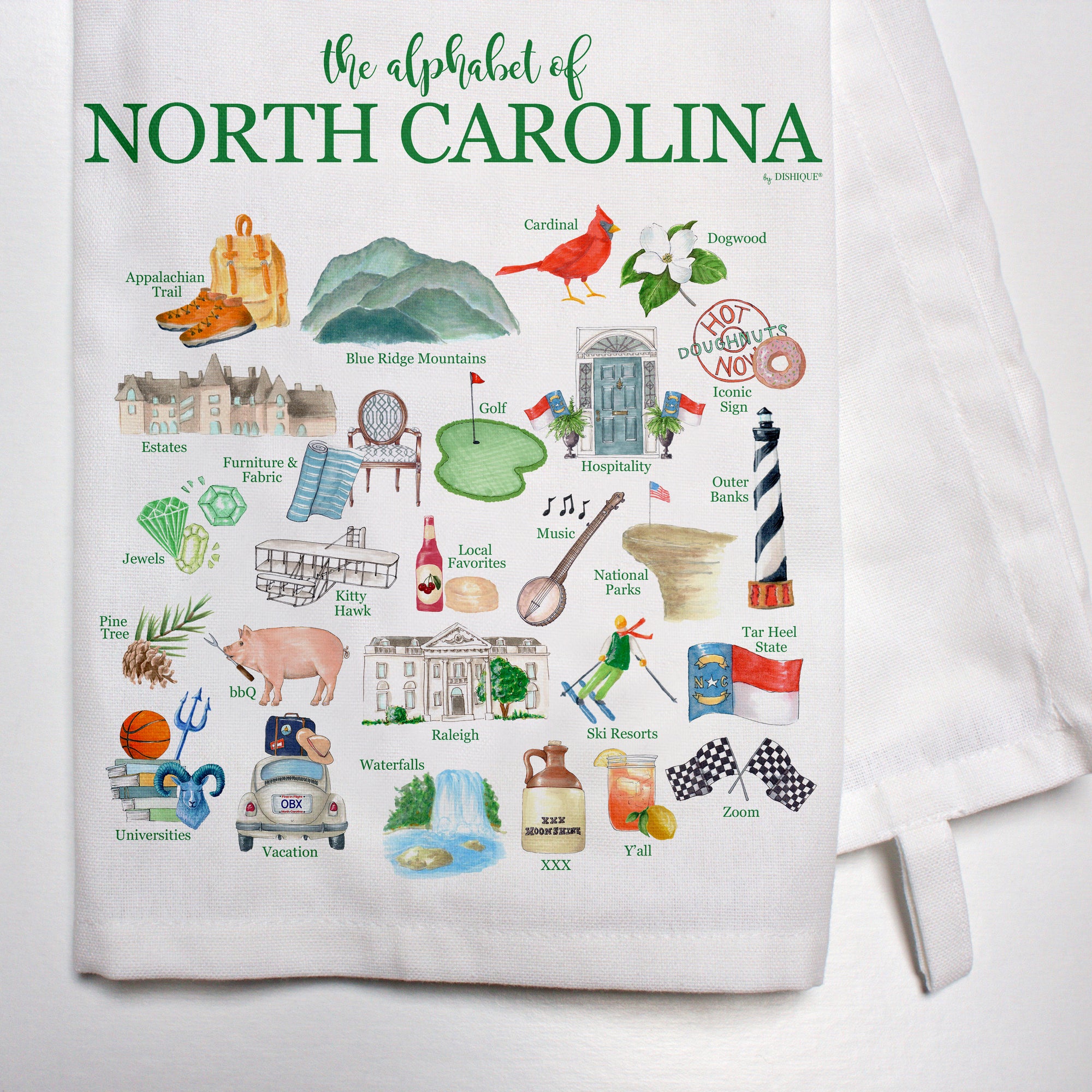 North Carolina Alphabet Bar Towel