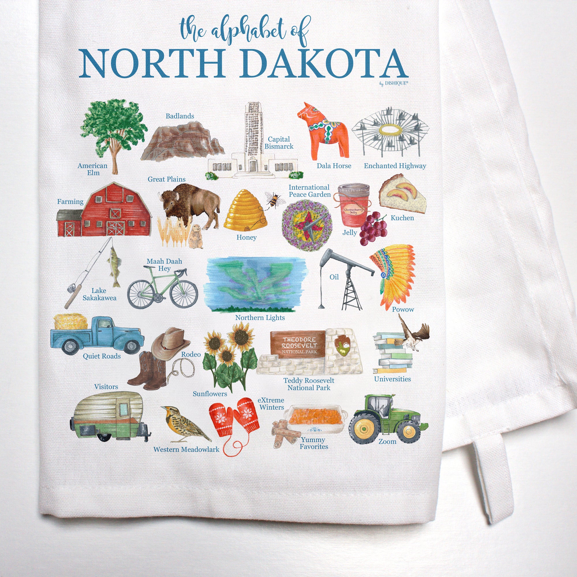 North Dakota Alphabet Bar Towel