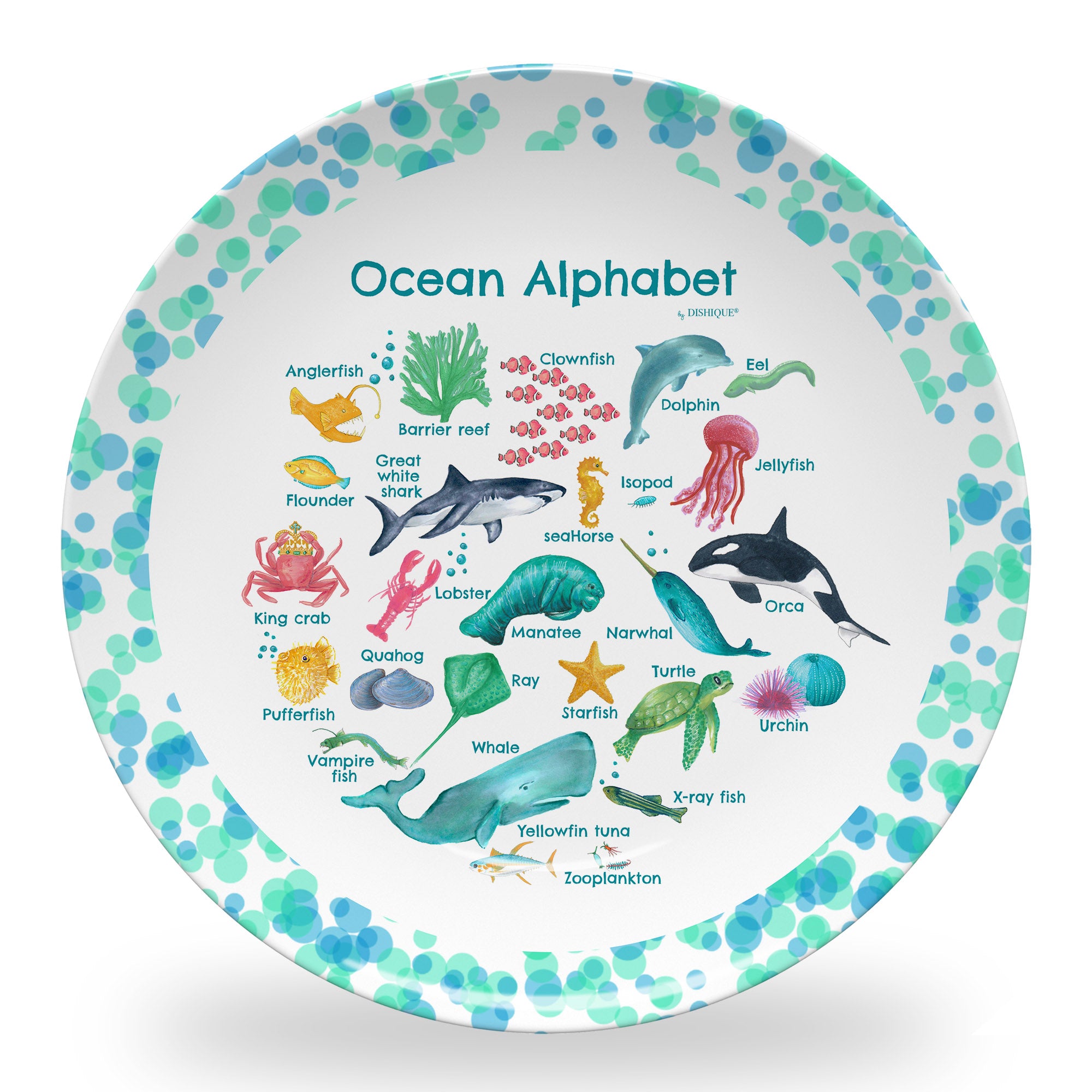 Ocean Alphabet 10" Plastic Plate