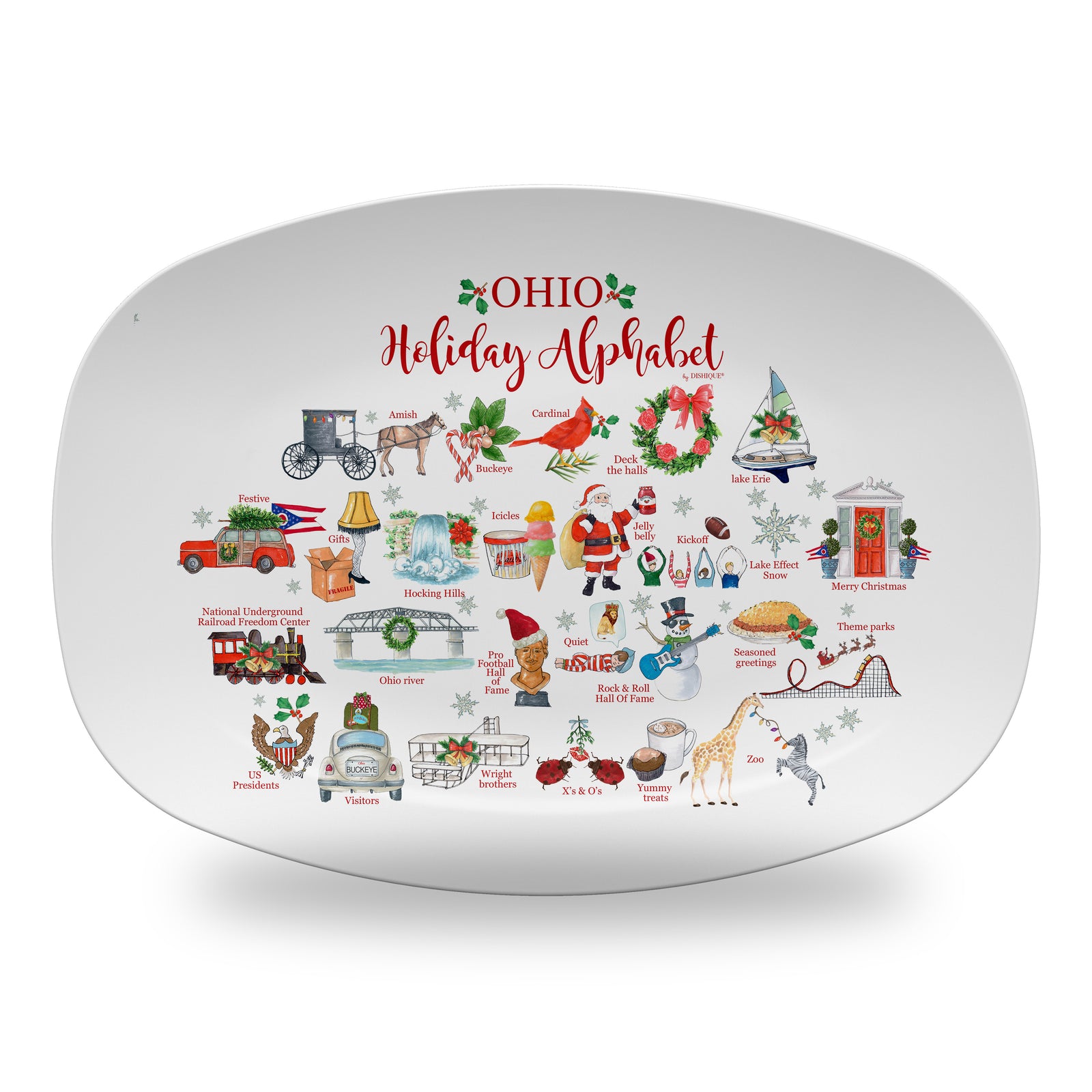 Ohio Holiday Alphabet 14" DecoWare Polymer Platter