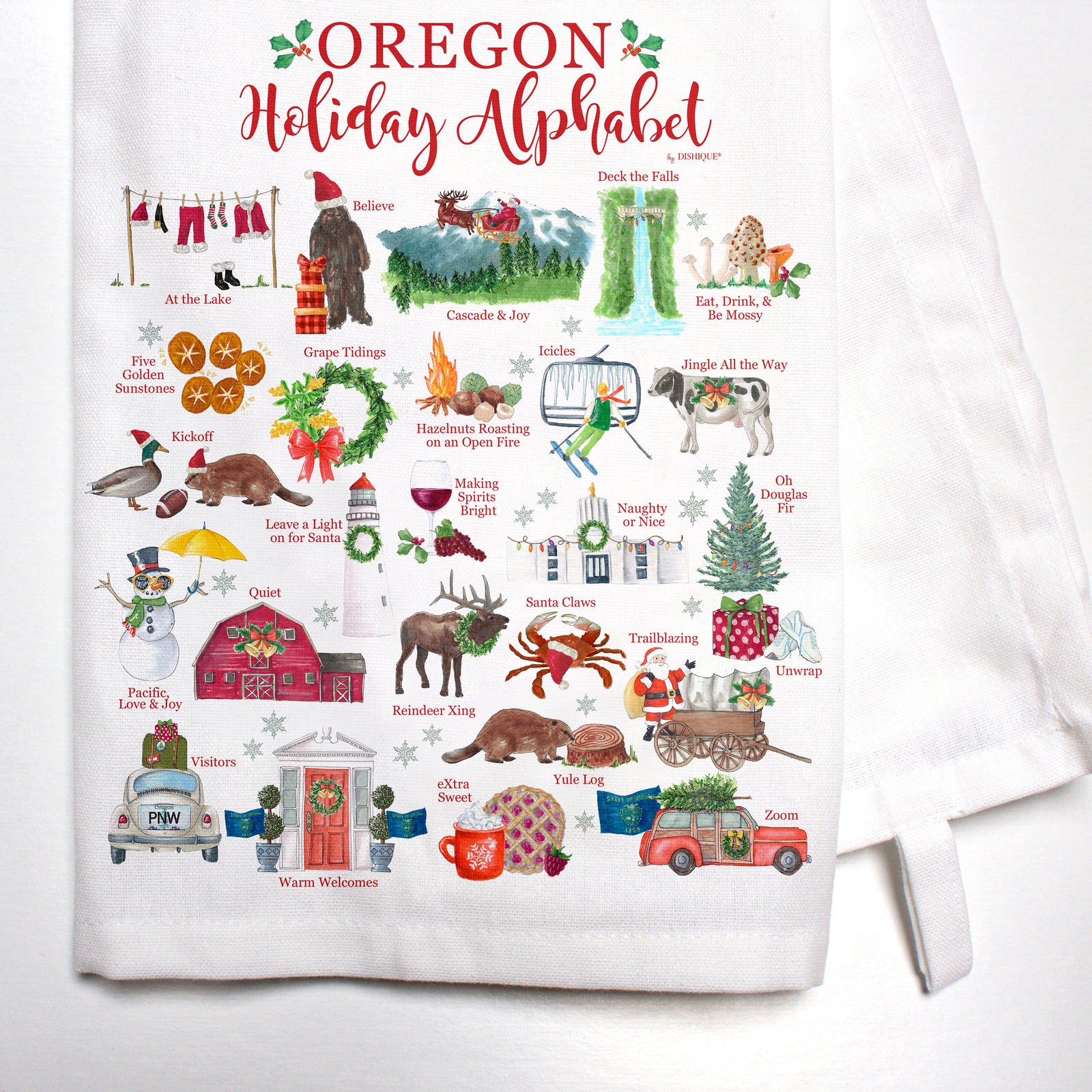 Oregon Holiday Alphabet Bar Towel