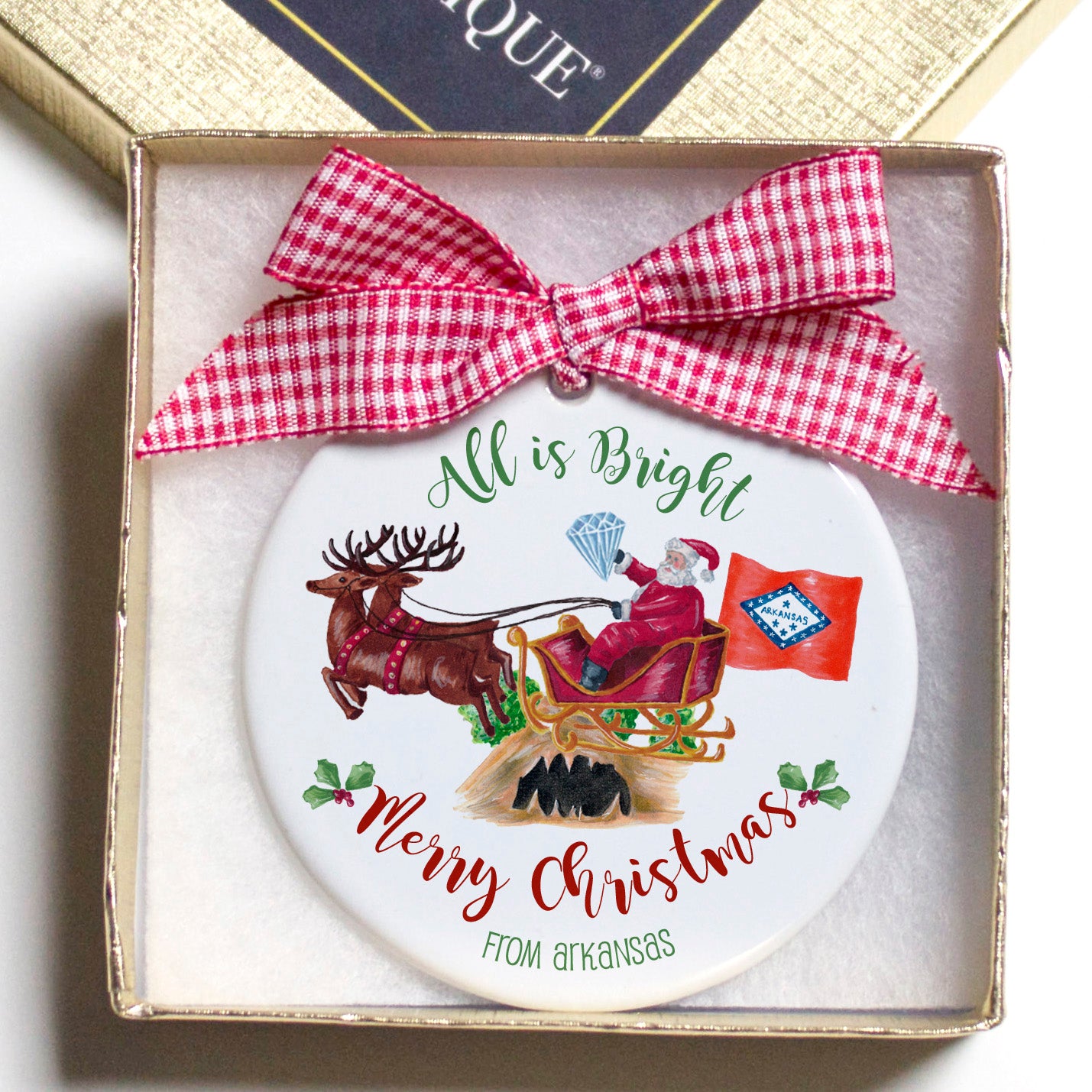 Arkansas All is Bright Christmas Ornament