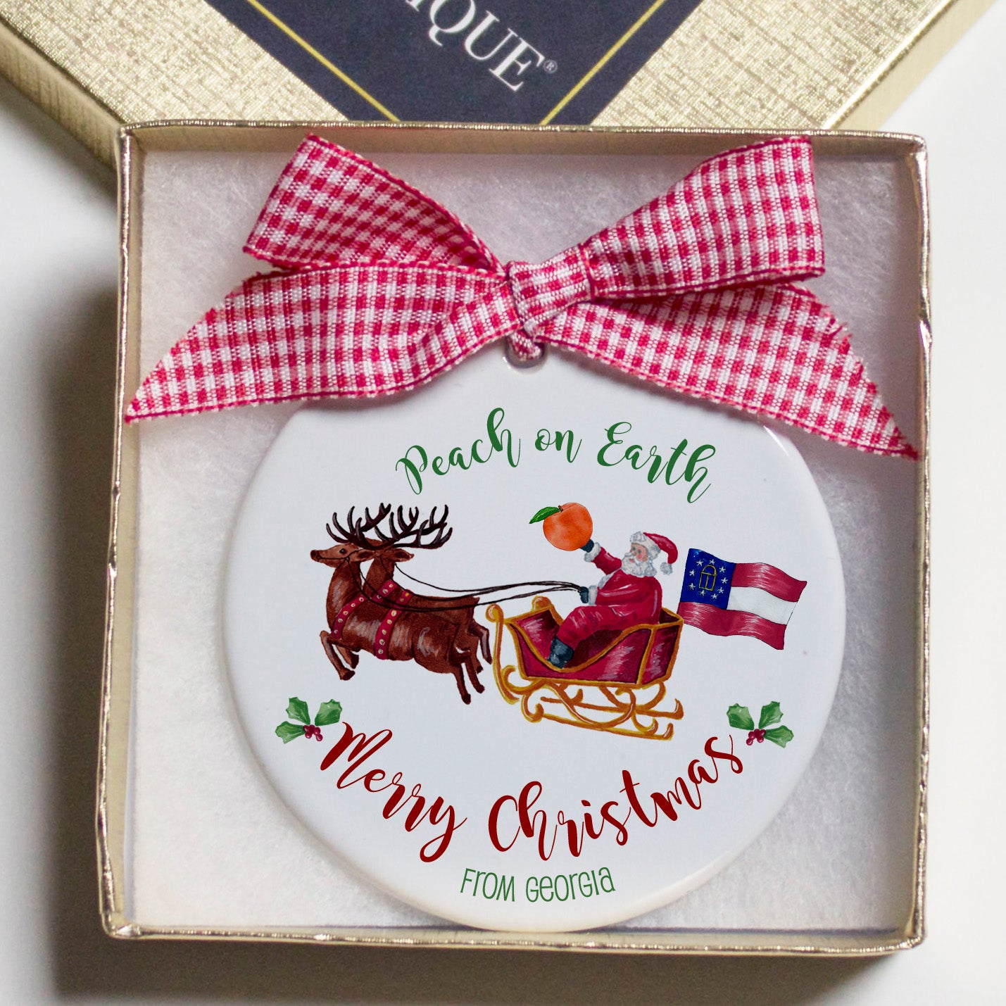 Georgia Peach on Earth Christmas Ornament