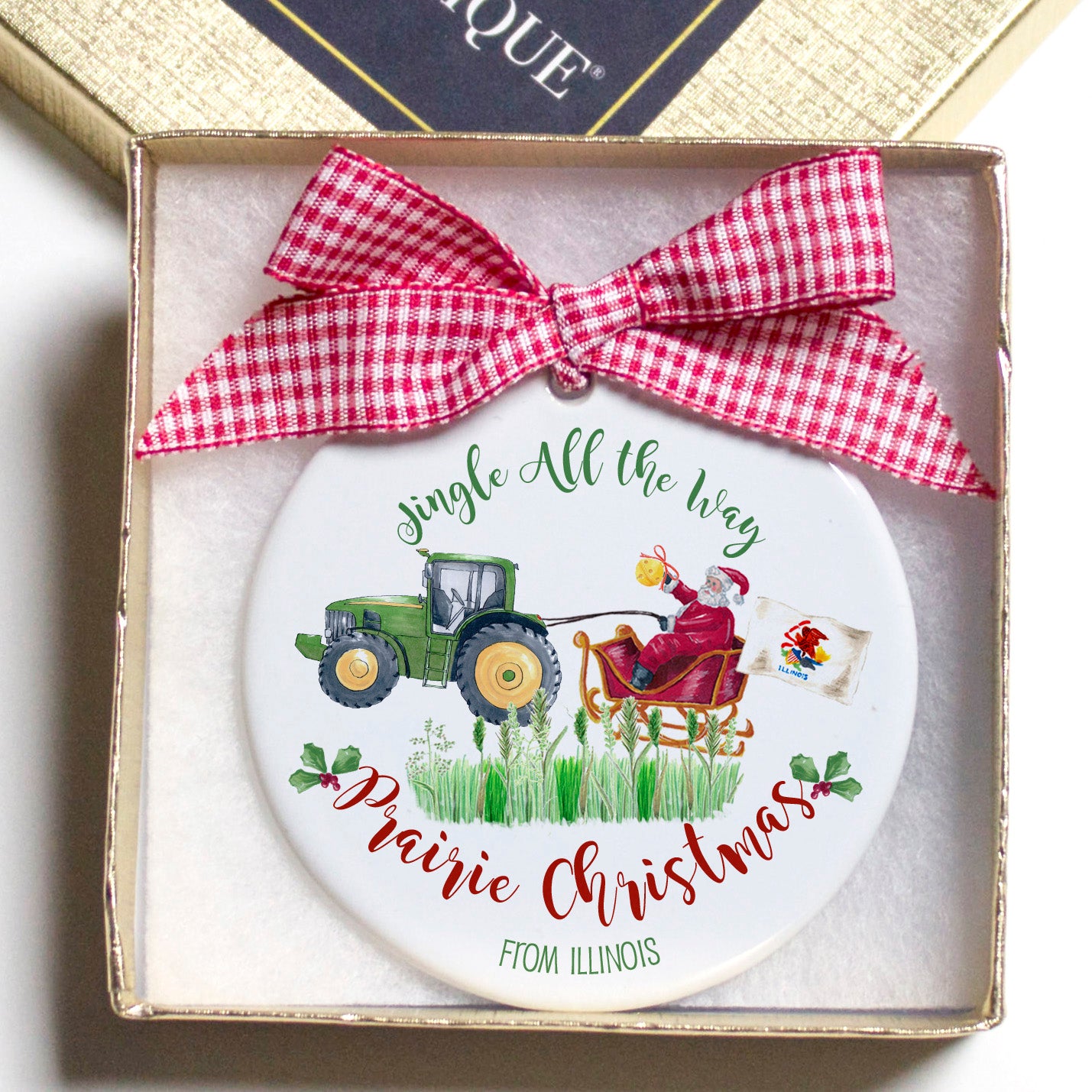 Illinois Prairie Christmas Ornament
