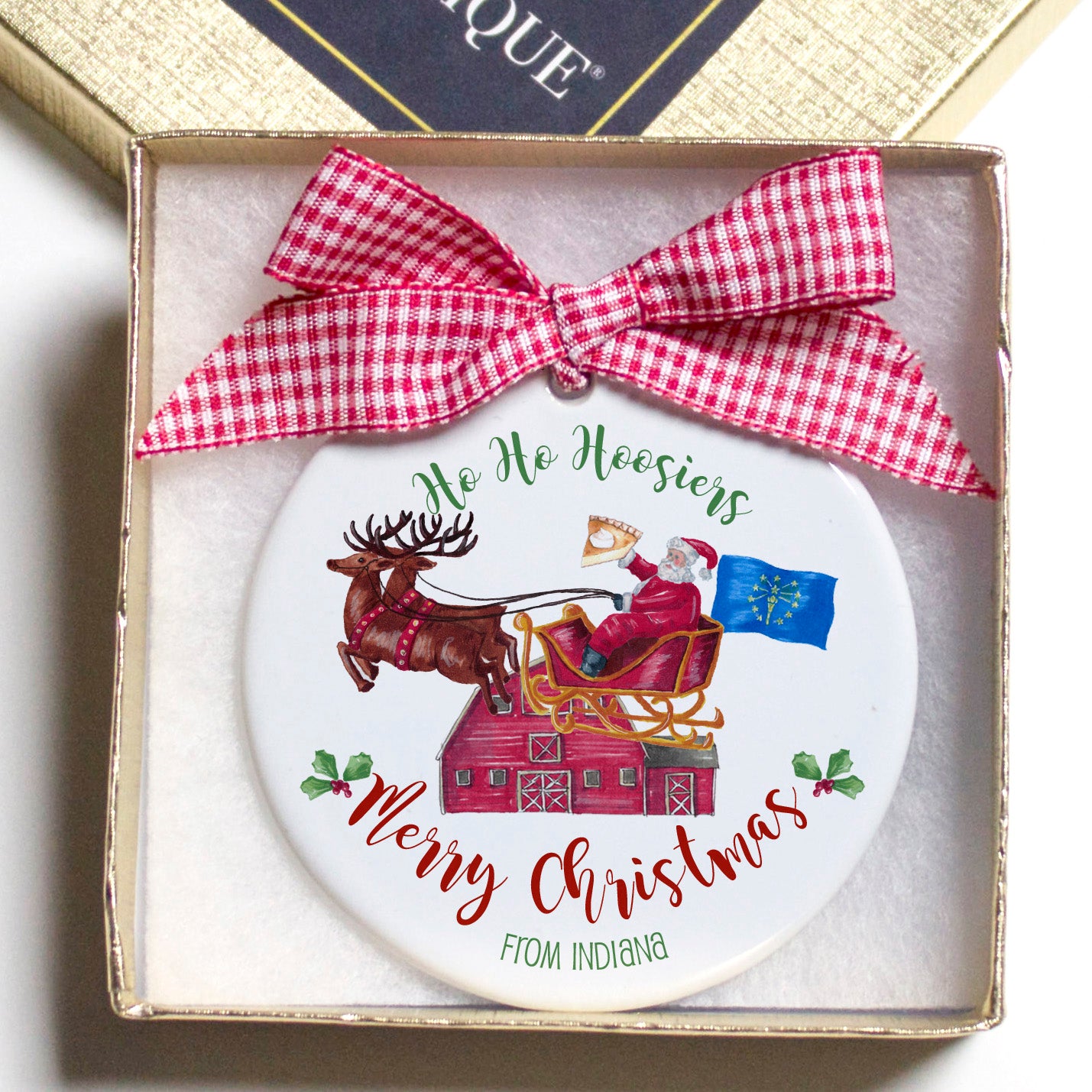 Indiana Ho Ho Hoosier Christmas Ornament