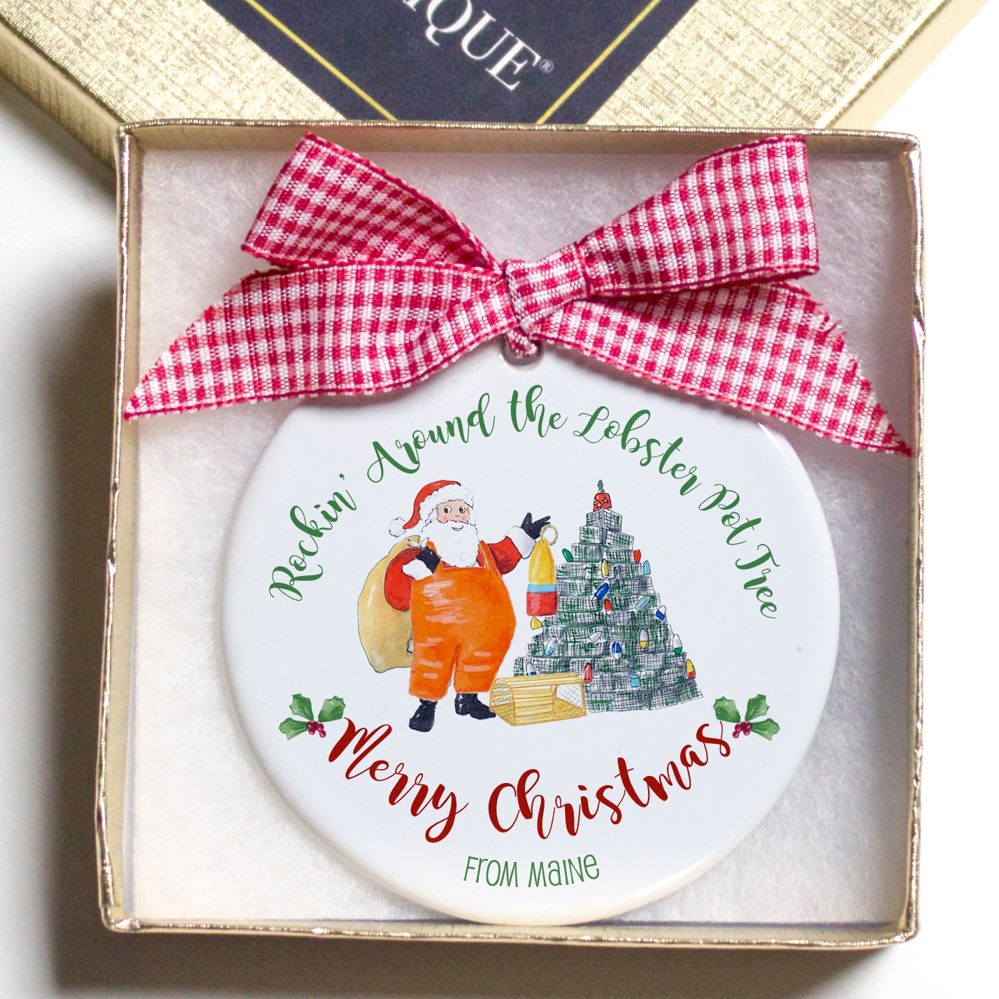 Maine Rockin' Around the Lobster Pot Tree Christmas Ornament