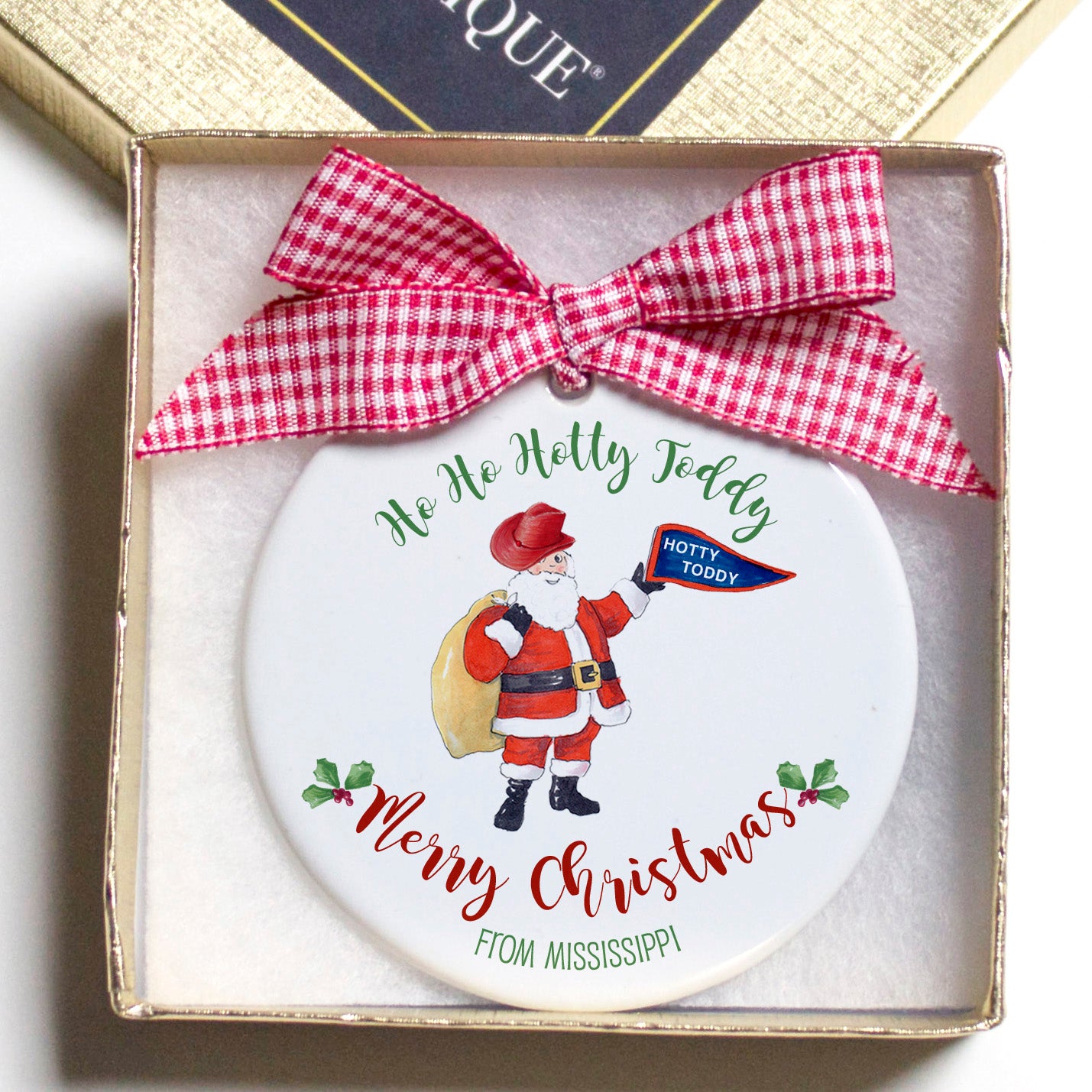 Mississippi Ho Ho Hotty Toddy Christmas Ornament