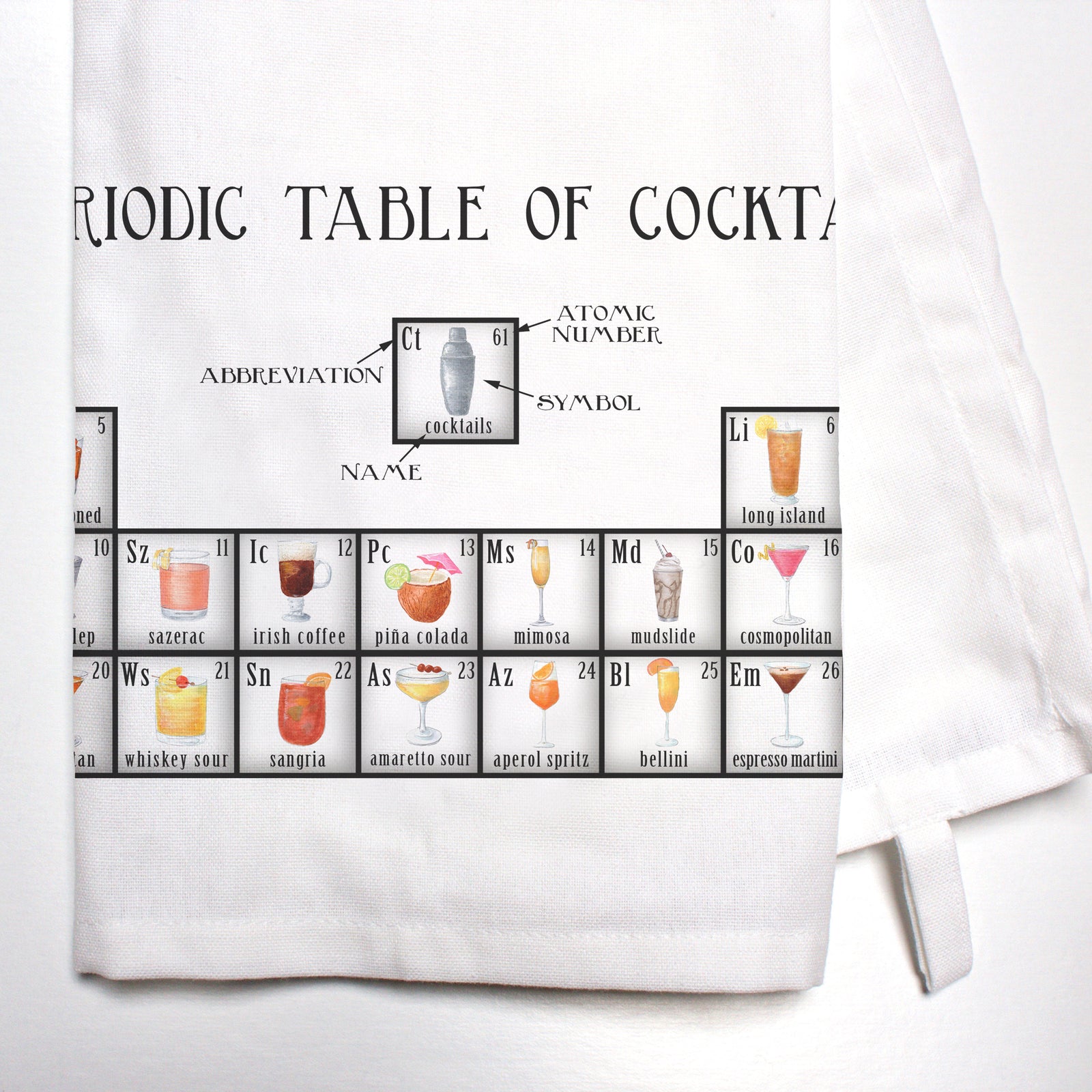 Periodic Table of Cocktails Dish Towel