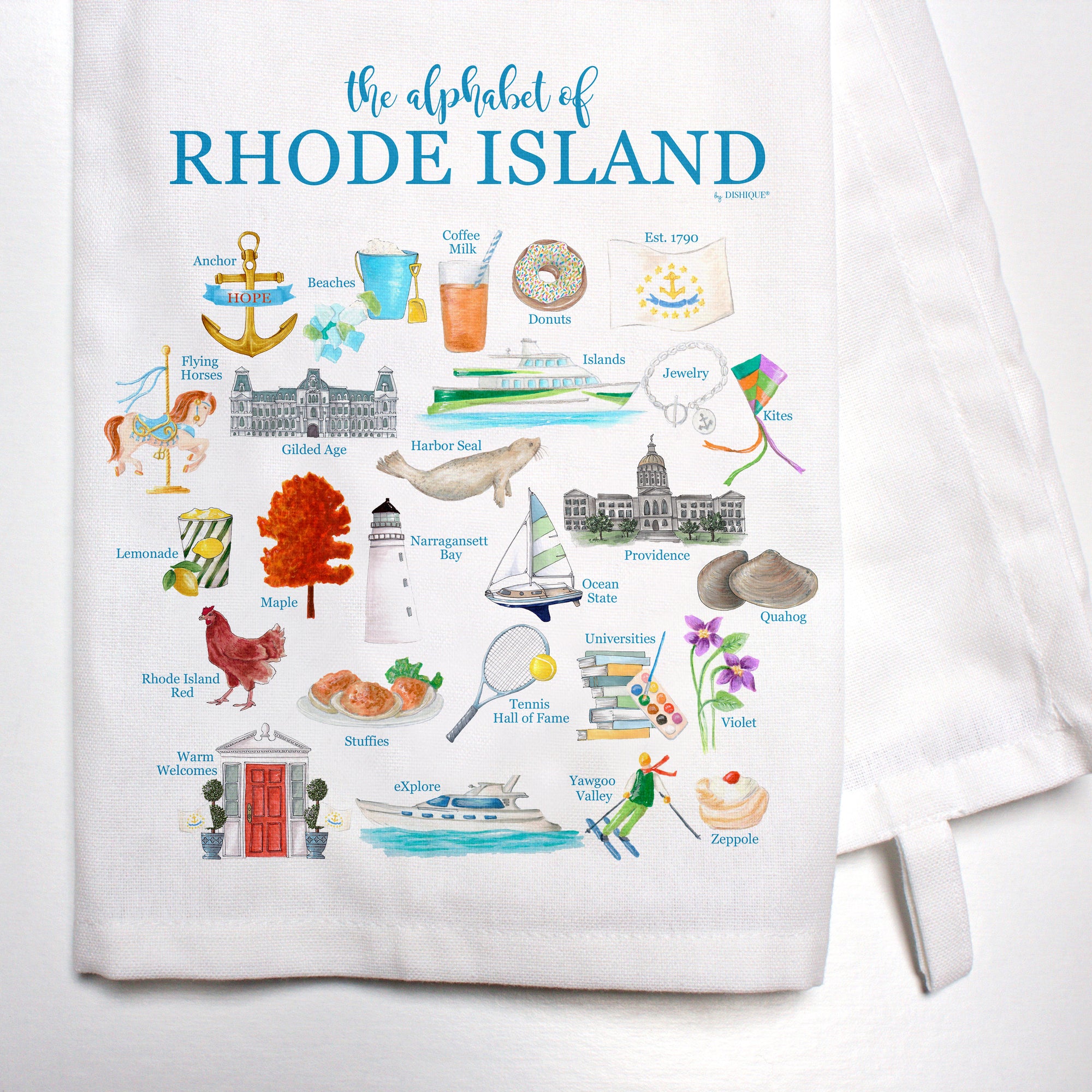 Rhode Island Alphabet Bar Towel