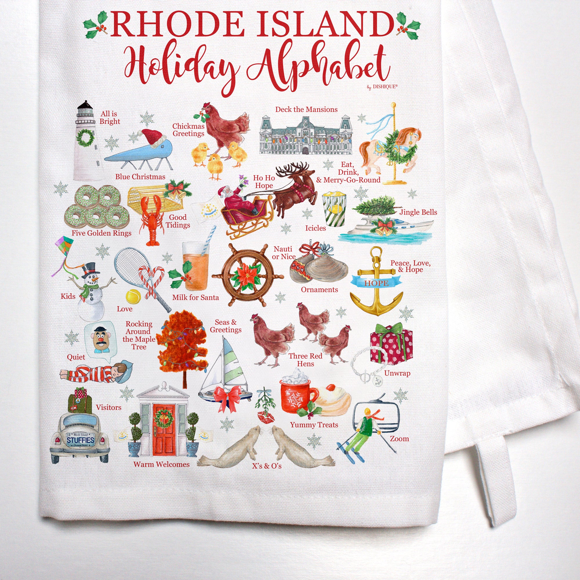 Rhode Island Holiday Alphabet Bar Towel