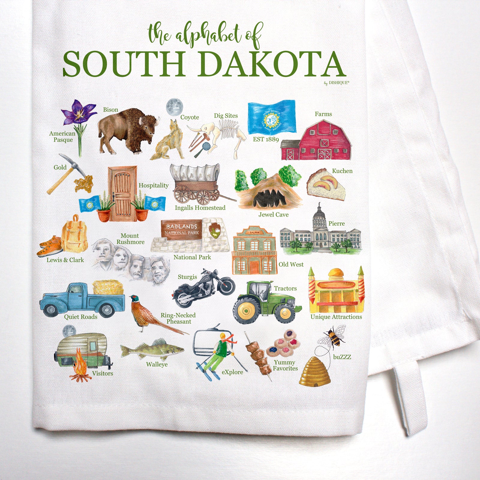 South Dakota Alphabet Bar Towel