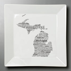 State Silhouettes - Various States - Large Square Plate - Dishique Lab Flawed
