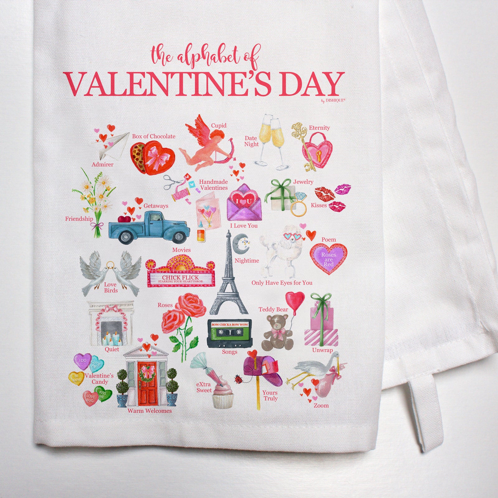 Valentines Day Alphabet Bar Towel