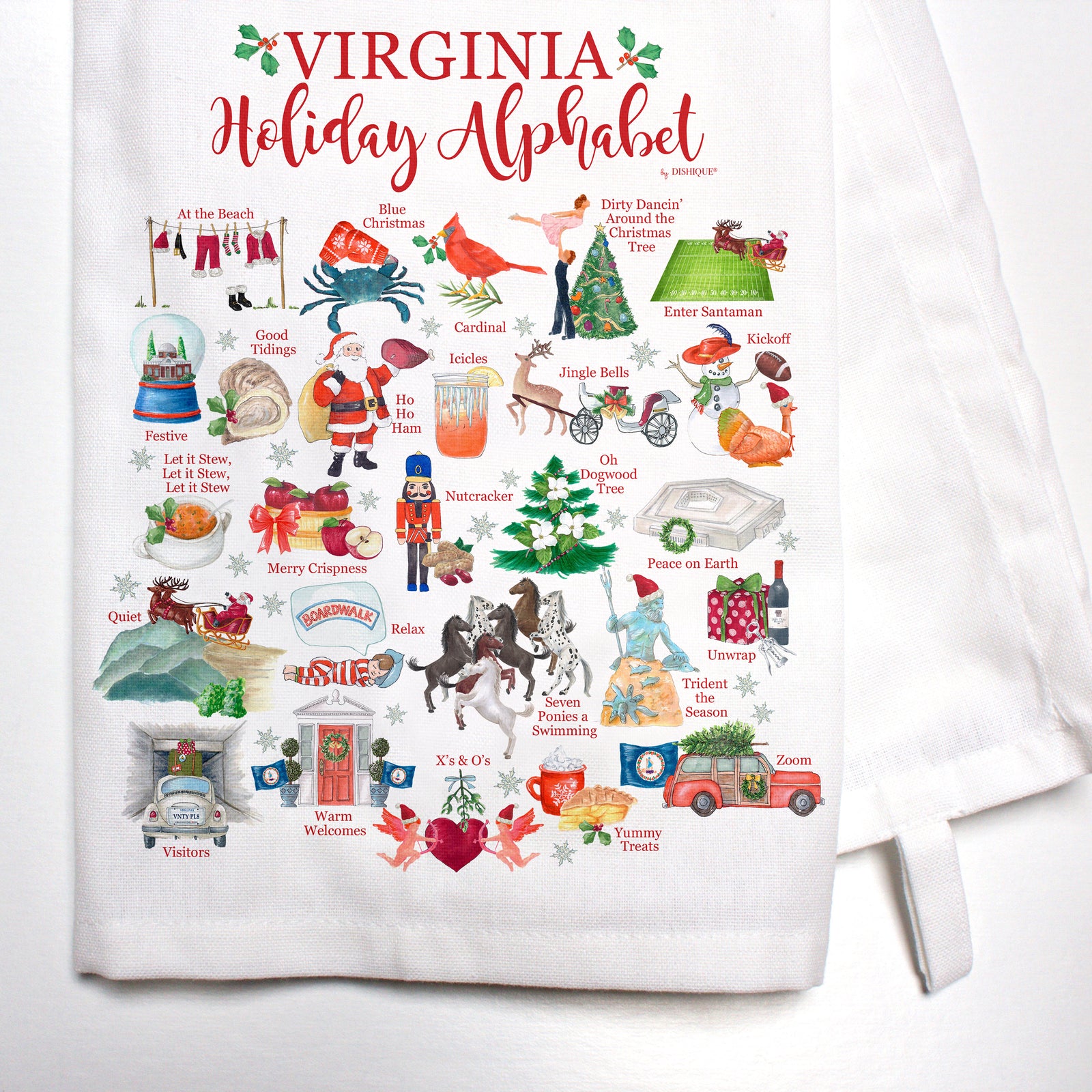 Virginia Holiday Alphabet Bar Towel