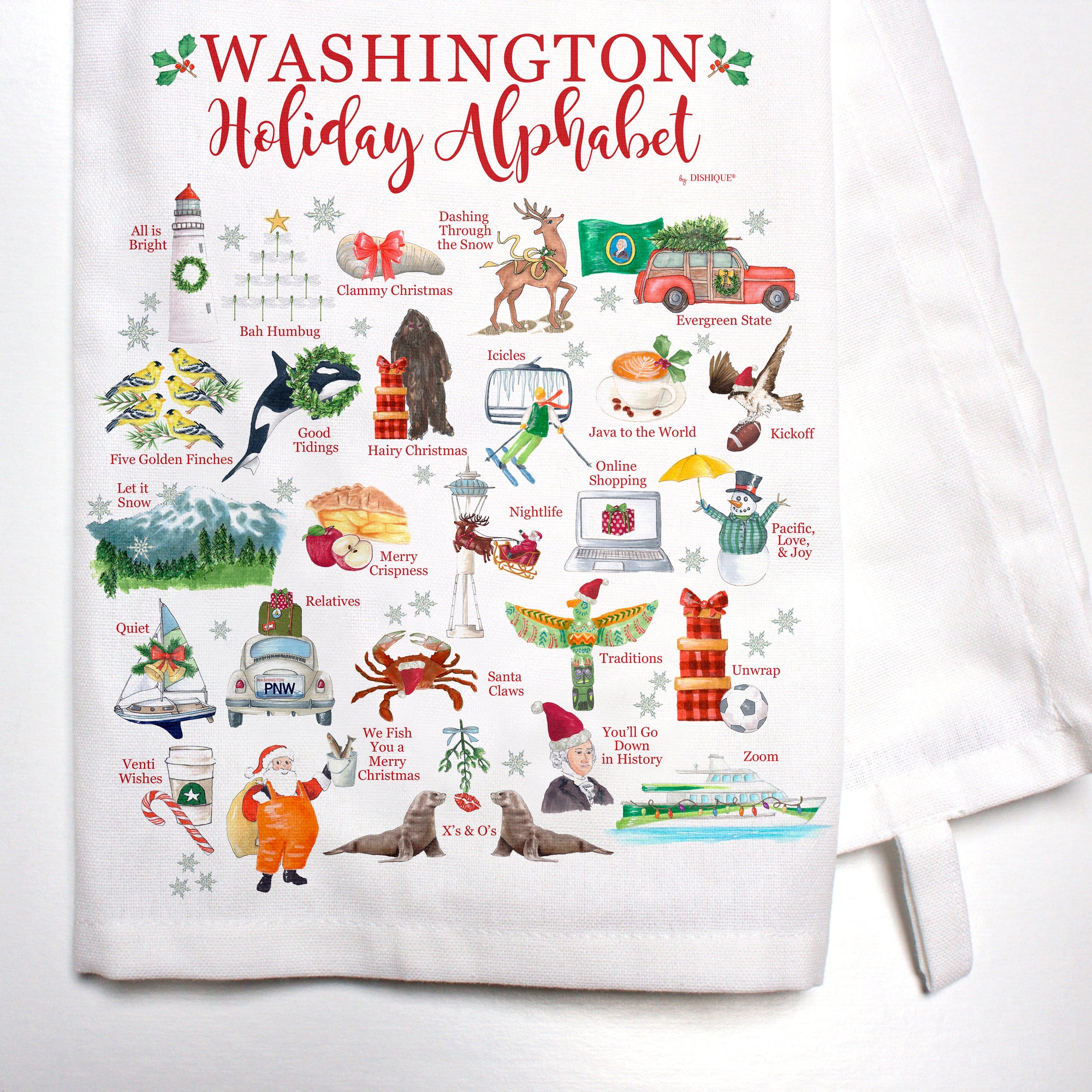 Washington Holiday Alphabet Bar Towel
