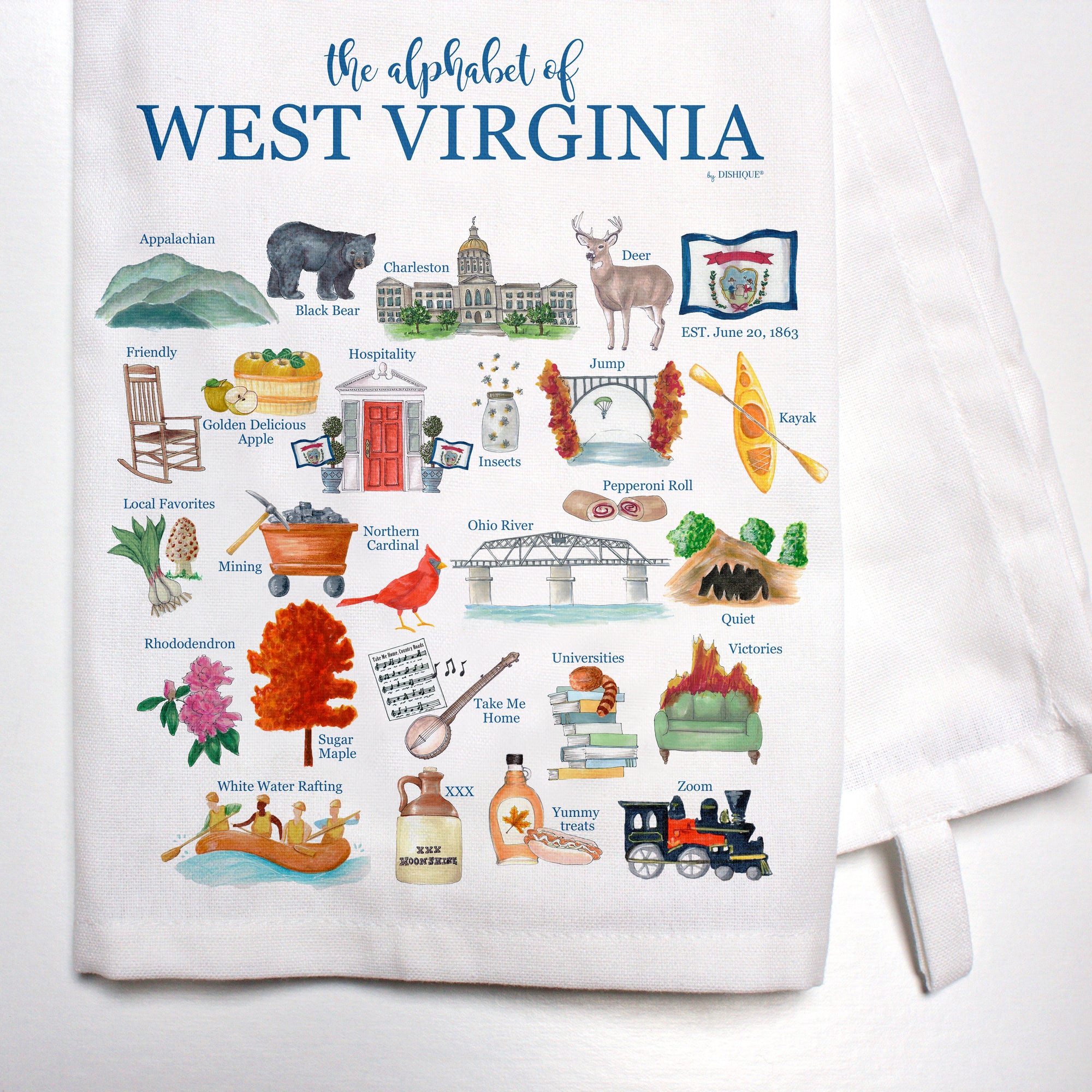 West Virginia Alphabet Bar Towel