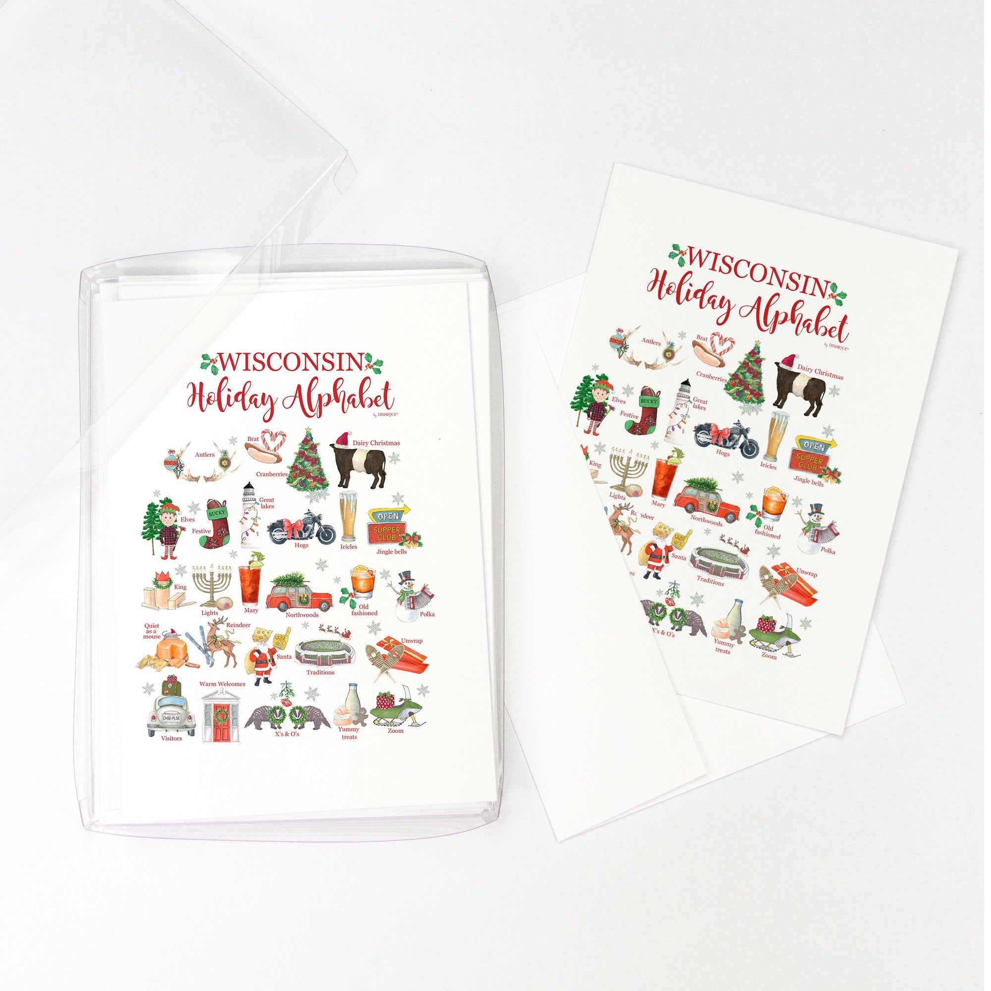 Wisconsin Holiday Alphabet Greeting Cards, Pack of 10 cards (blank inside)