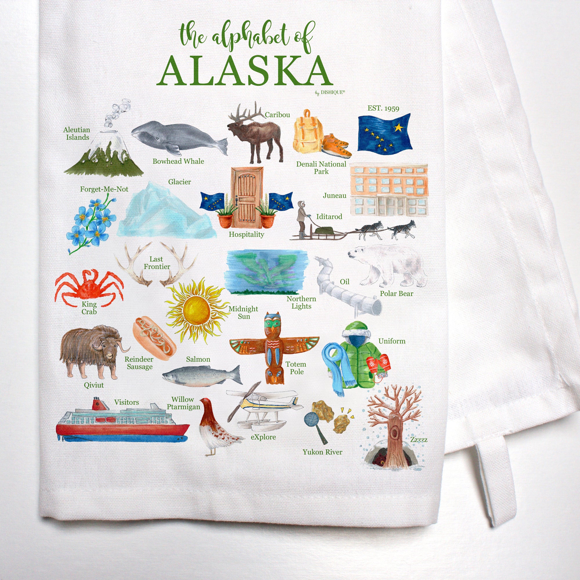 Alaska Alphabet Bar Towel