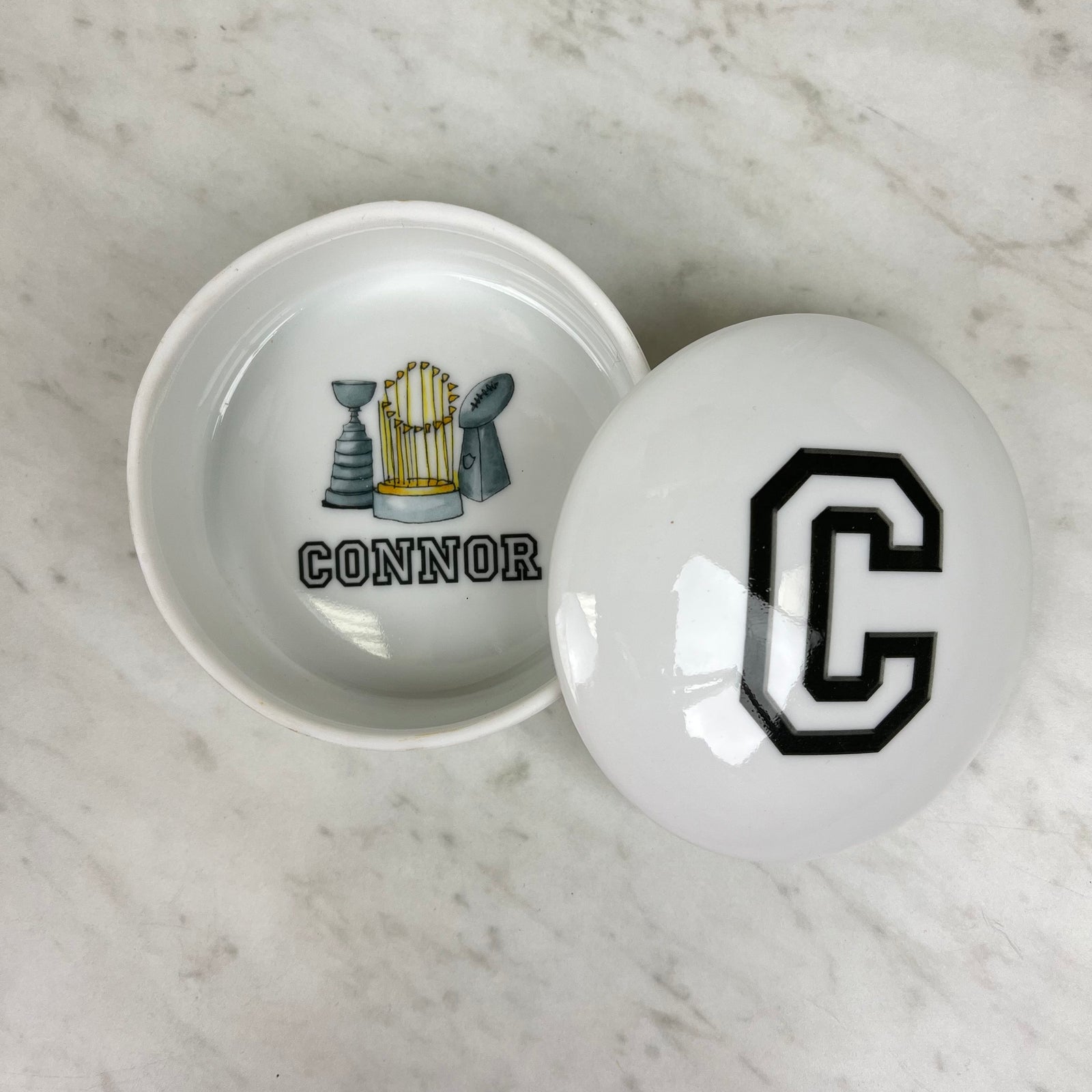 Custom Porcelain Jewelry Box - Sports Theme "Connor"