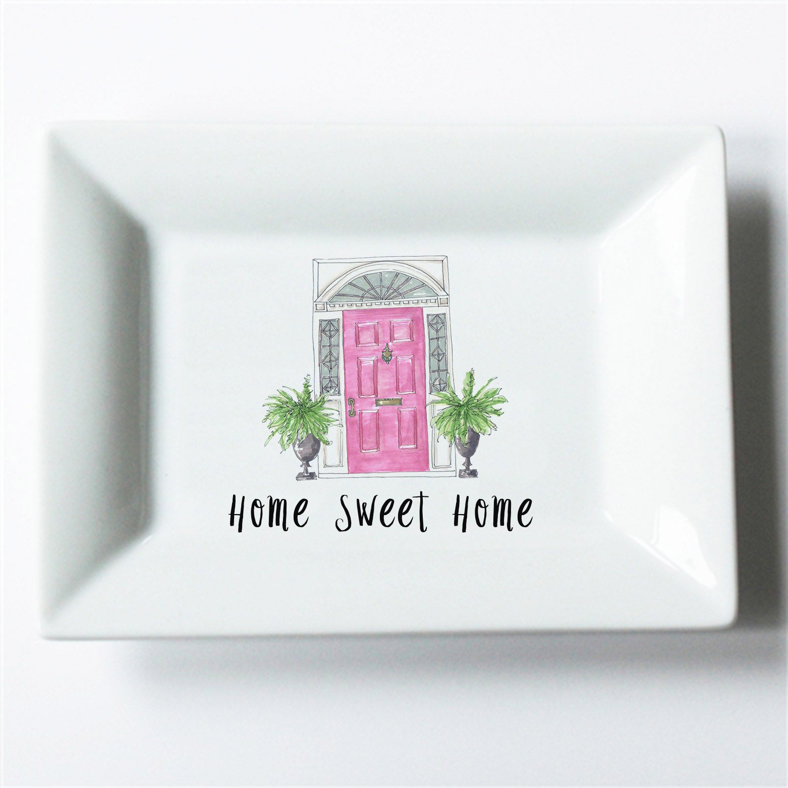 Home Sweet Home Pink Front Door Hospitality Dish